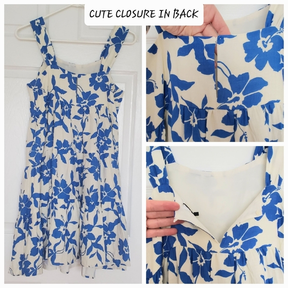 BNWT Zara Girls Floral Flowy Blue & White Dress Size 13 / 14 Spring Summer - Picture 2 of 12